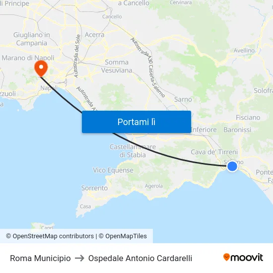 Roma Municipio to Ospedale Antonio Cardarelli map
