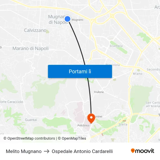 Melito Mugnano to Ospedale Antonio Cardarelli map