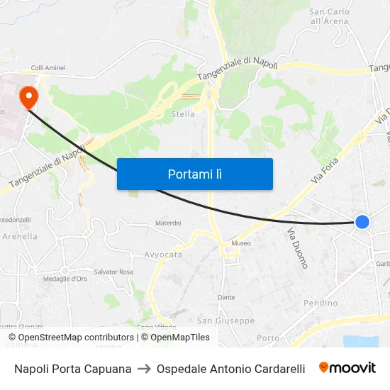 Napoli Porta Capuana to Ospedale Antonio Cardarelli map