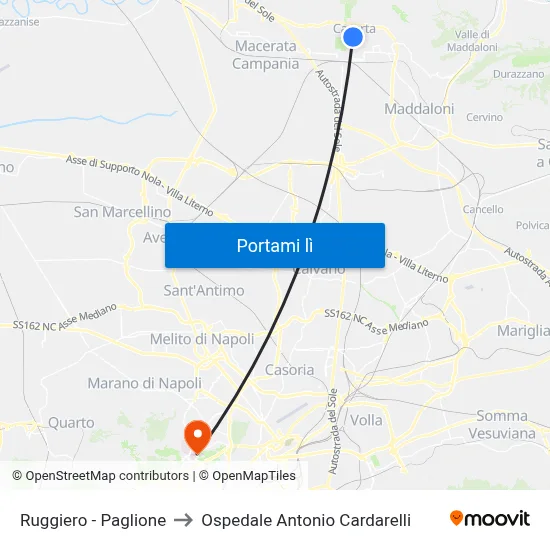 Ruggiero - Paglione to Ospedale Antonio Cardarelli map
