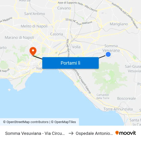 Somma Vesuviana - Via Circumvallazione,120 to Ospedale Antonio Cardarelli map