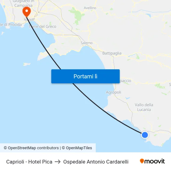 Caprioli - Hotel Pica to Ospedale Antonio Cardarelli map
