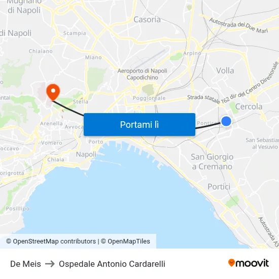 De Meis to Ospedale Antonio Cardarelli map