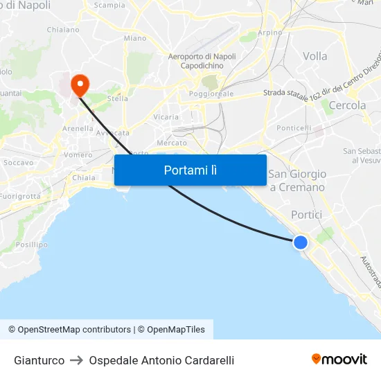 Gianturco to Ospedale Antonio Cardarelli map