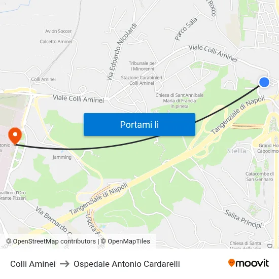 Colli Aminei to Ospedale Antonio Cardarelli map