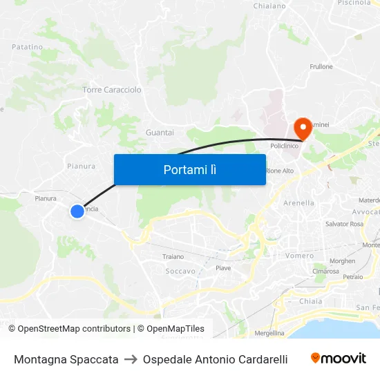 Montagna Spaccata to Ospedale Antonio Cardarelli map