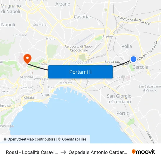 Rossi - Località Caravita to Ospedale Antonio Cardarelli map