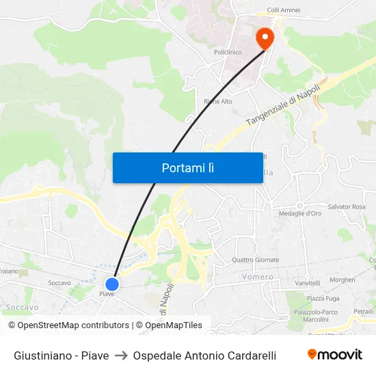 Giustiniano - Piave to Ospedale Antonio Cardarelli map