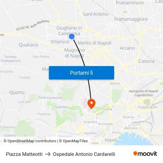 Piazza Matteotti to Ospedale Antonio Cardarelli map