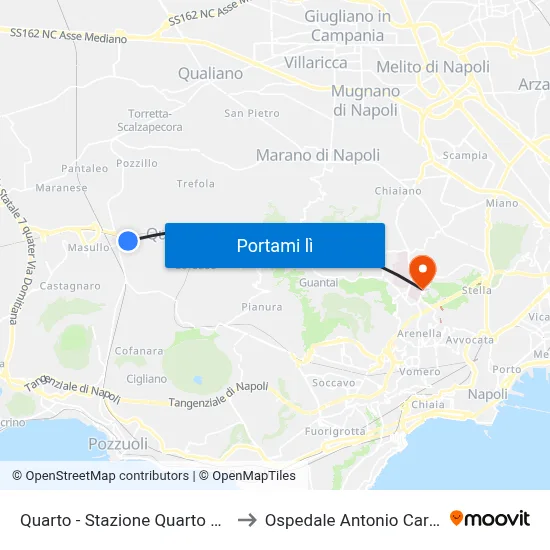 Quarto - Stazione Quarto Officina to Ospedale Antonio Cardarelli map