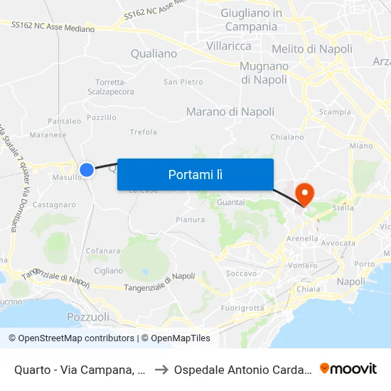 Quarto - Via Campana, 183 to Ospedale Antonio Cardarelli map