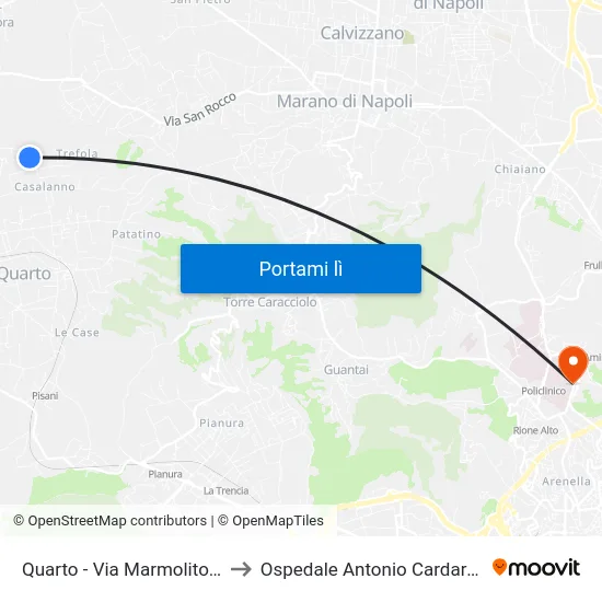 Quarto - Via Marmolito, 9 to Ospedale Antonio Cardarelli map