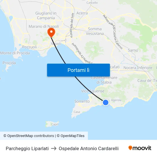 Parcheggio Liparlati to Ospedale Antonio Cardarelli map