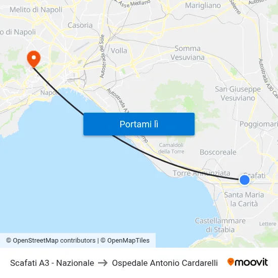 Scafati A3 - Nazionale to Ospedale Antonio Cardarelli map