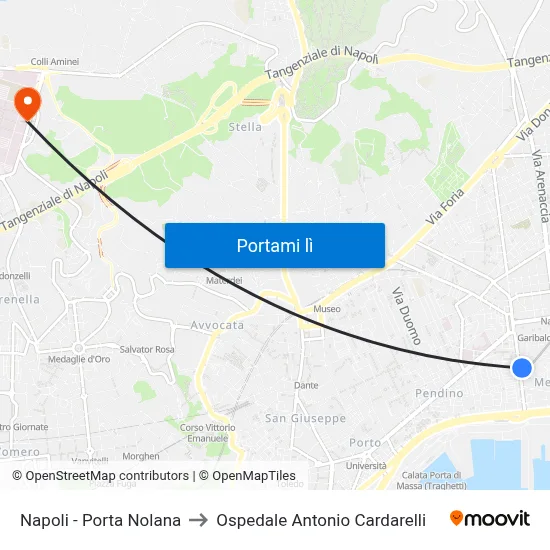 Napoli - Porta Nolana to Ospedale Antonio Cardarelli map