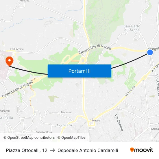 Piazza Ottocalli, 12 to Ospedale Antonio Cardarelli map