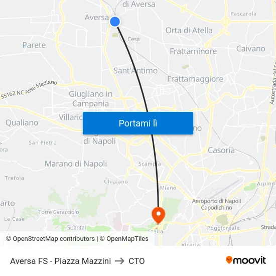 Aversa FS - Piazza Mazzini to CTO map