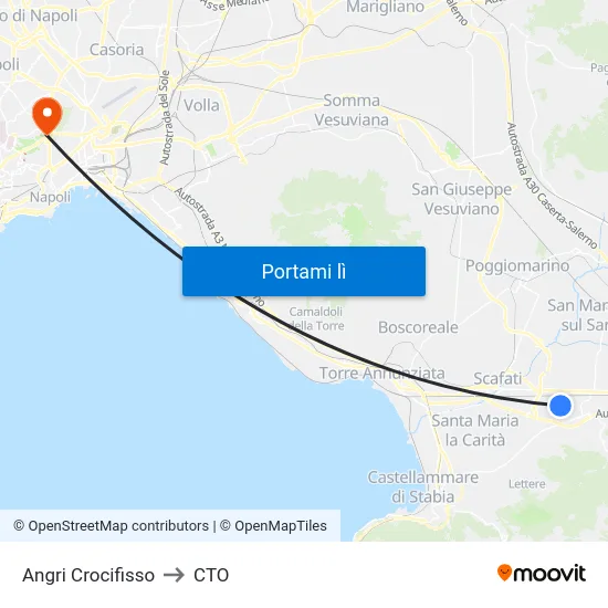 Angri Crocifisso to CTO map