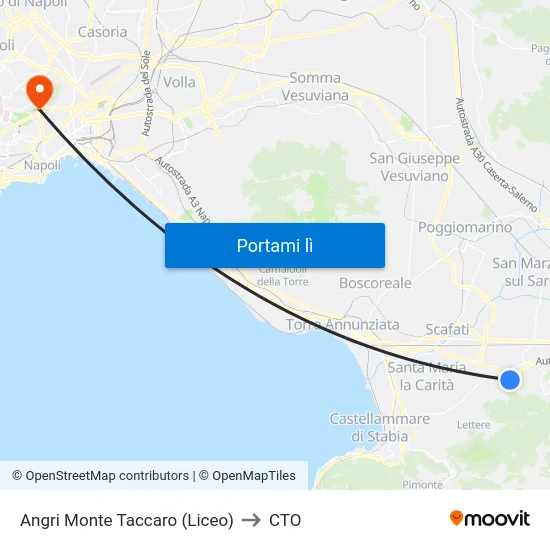 Angri Monte Taccaro (Liceo) to CTO map