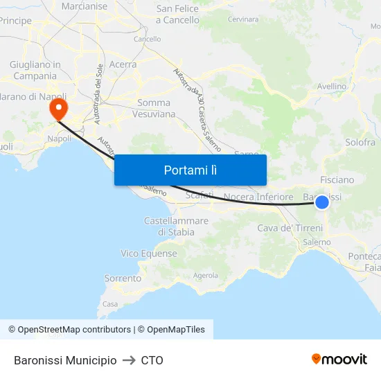 Baronissi Municipio to CTO map