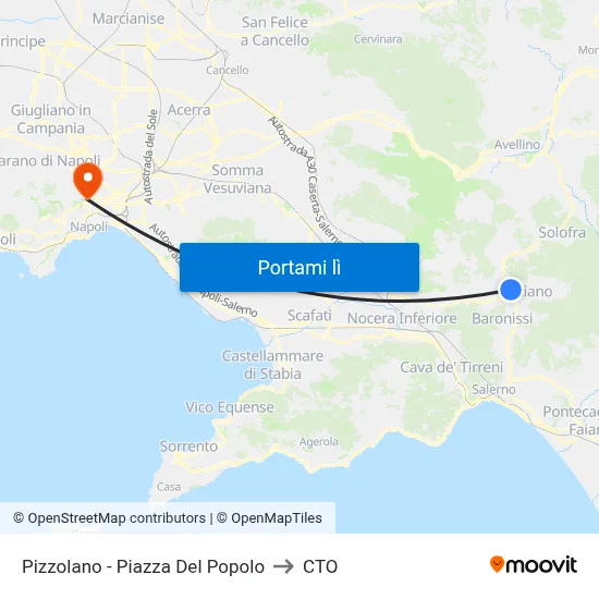 Pizzolano - Piazza Del Popolo to CTO map