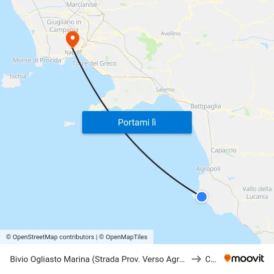 Bivio Ogliasto Marina (Strada Prov. Verso Agropoli) to CTO map