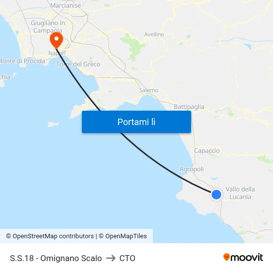 S.S.18 - Omignano Scalo to CTO map