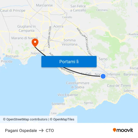 Pagani Ospedale to CTO map