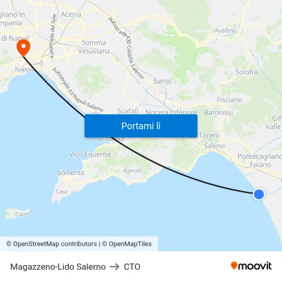 Magazzeno-Lido Salerno to CTO map