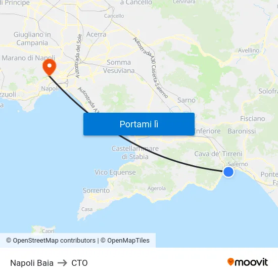 Napoli Baia to CTO map
