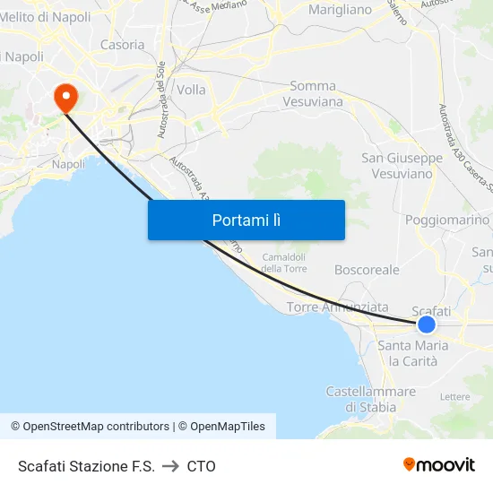 Scafati Stazione F.S. to CTO map