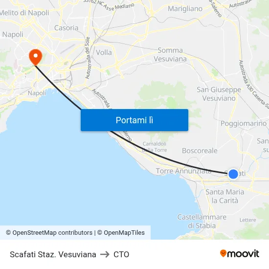 Scafati Staz. Vesuviana to CTO map