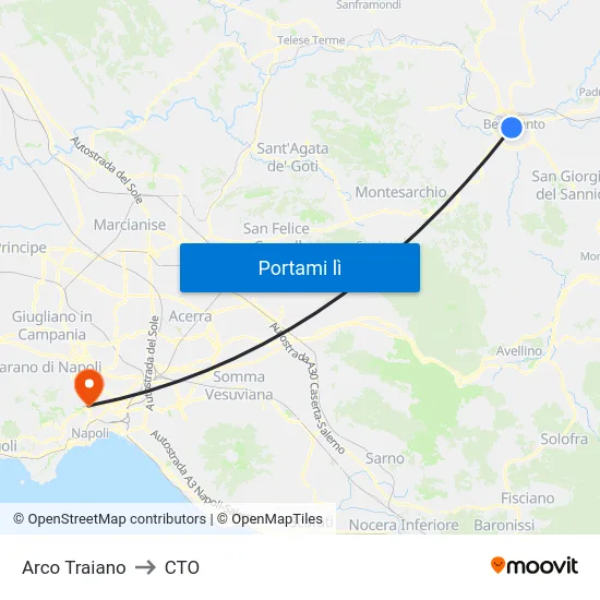 Arco Traiano to CTO map