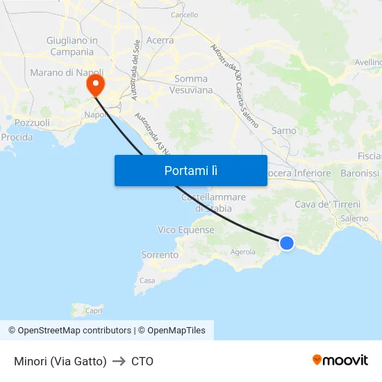 Minori (Via Gatto) to CTO map