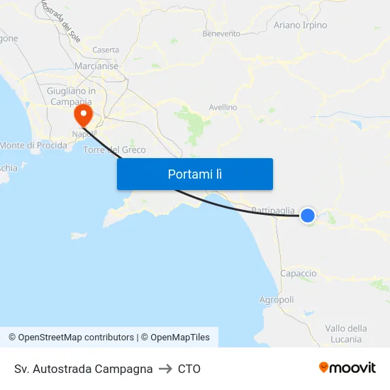 Sv. Autostrada Campagna to CTO map