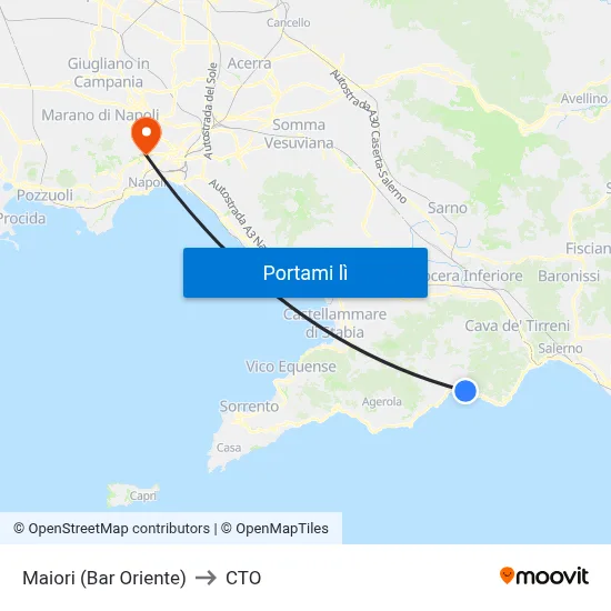 Maiori (Bar Oriente) to CTO map