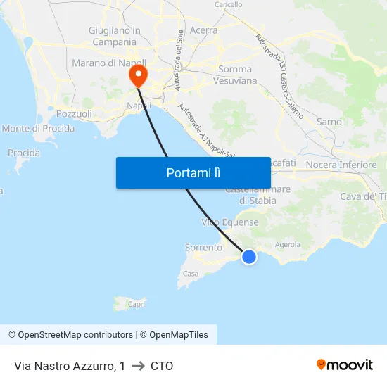 Via Nastro Azzurro, 1 to CTO map