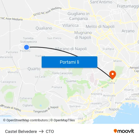 Castel Belvedere to CTO map