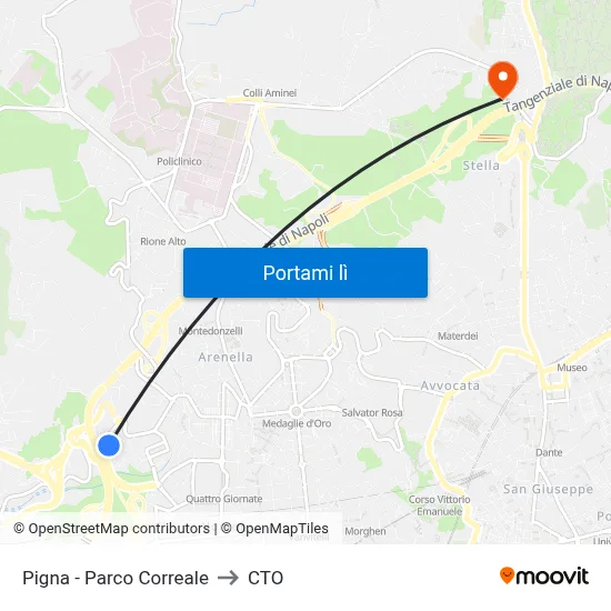Pigna - Parco Correale to CTO map
