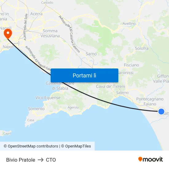 Bivio Pratole to CTO map