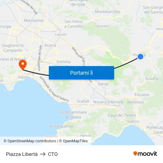 Piazza Libertà to CTO map