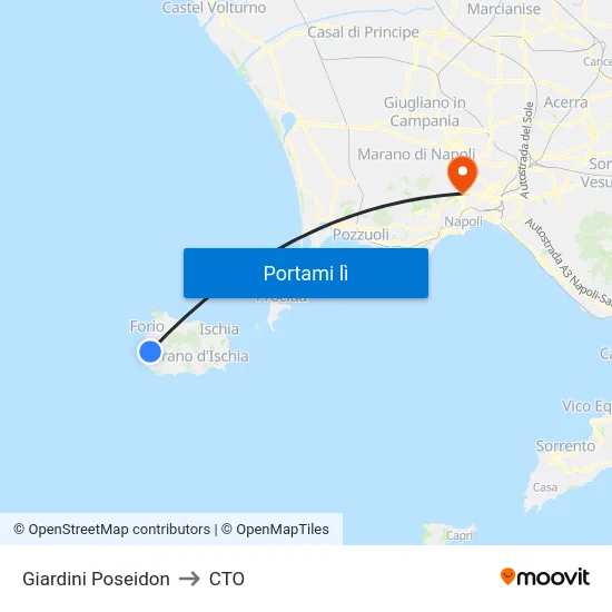 Giardini Poseidon to CTO map