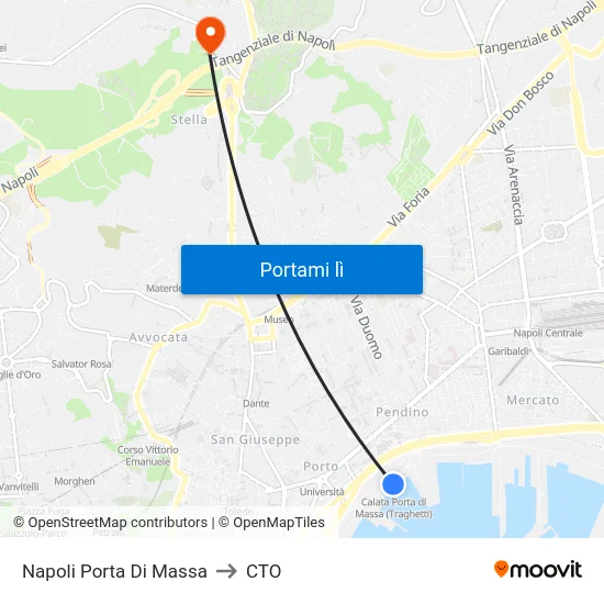 Napoli Porta Di Massa to CTO map