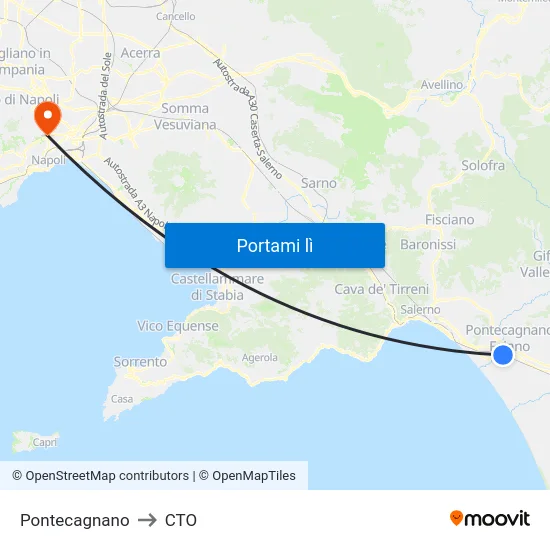 Pontecagnano to CTO map