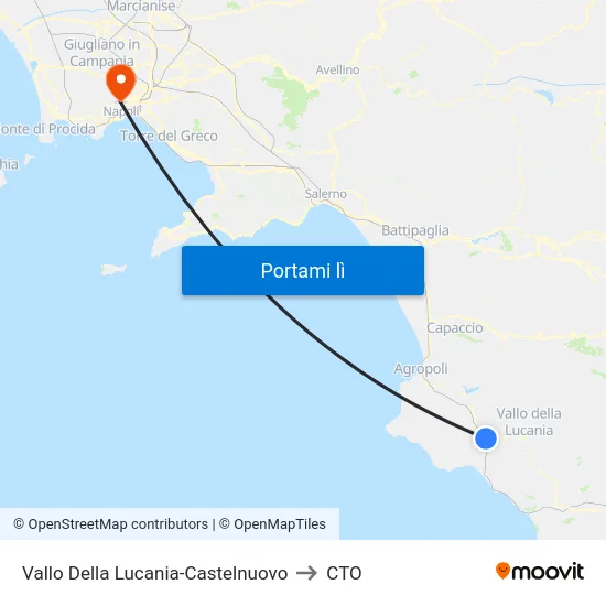 Vallo Della Lucania-Castelnuovo to CTO map