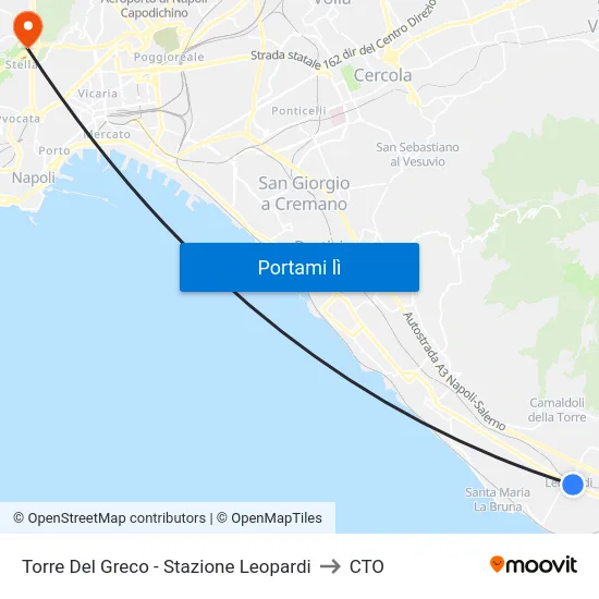 Torre Del Greco - Stazione Leopardi to CTO map
