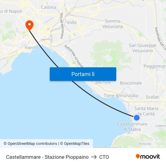 Castellammare - Stazione Pioppaino to CTO map