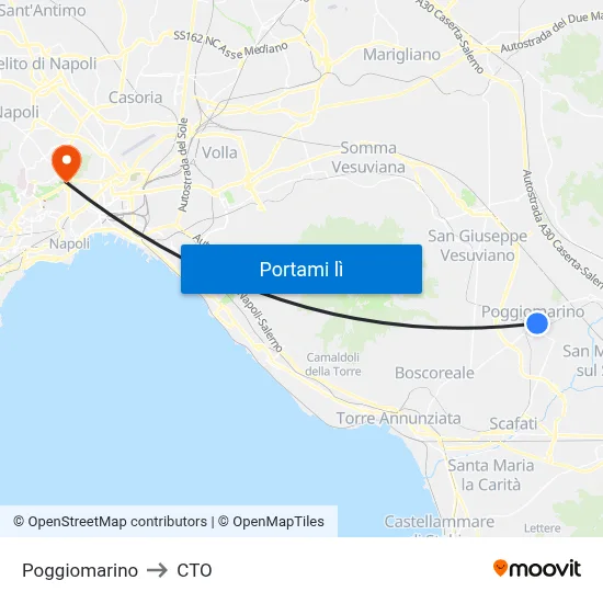 Poggiomarino to CTO map