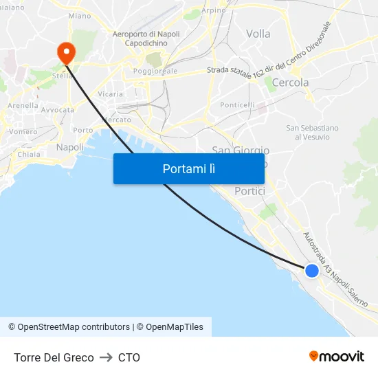 Torre Del Greco to CTO map