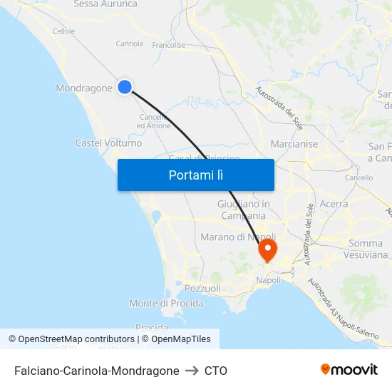 Falciano-Carinola-Mondragone to CTO map